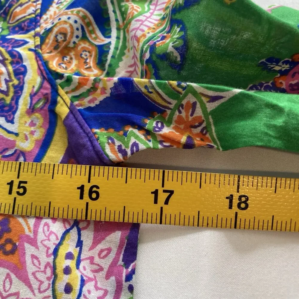 Ralph Lauren Girls‎ Green Purple Paisley Popover Shirt Size 10 Preppy Old Money